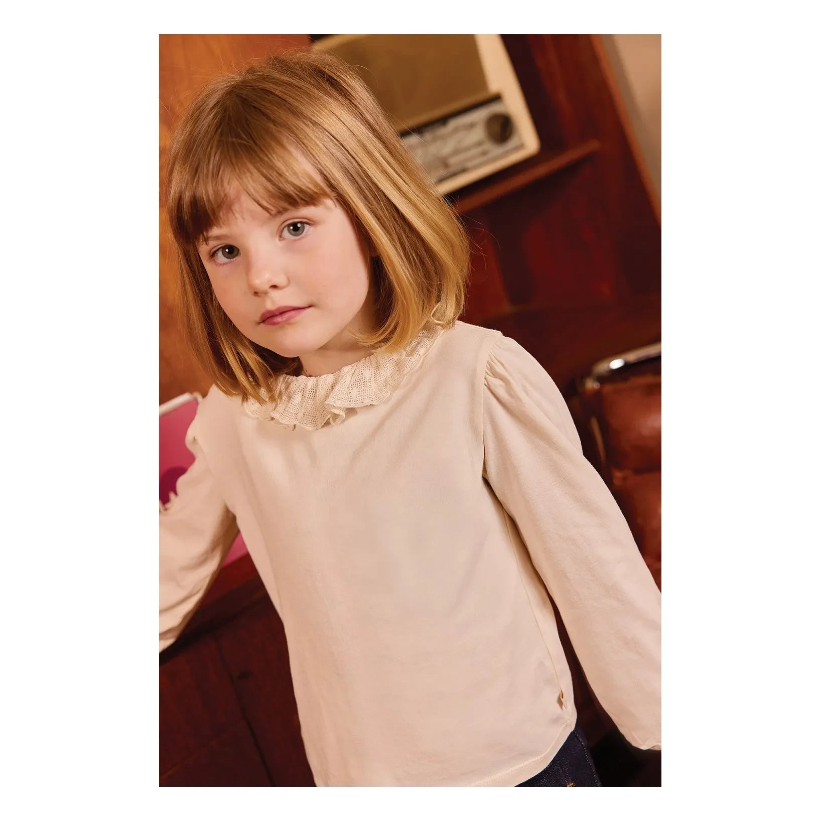 Bonton - Piris fırfırlı yakalı T-shirt | Pembe