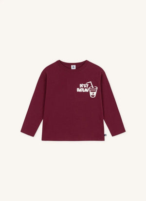 Petit Bateau - Petite Pause organik pamuklu Tişört | Bordo