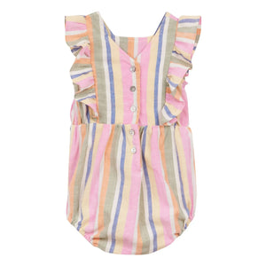 Arsène et Les Pipelettes - Striped voile romper | Pink