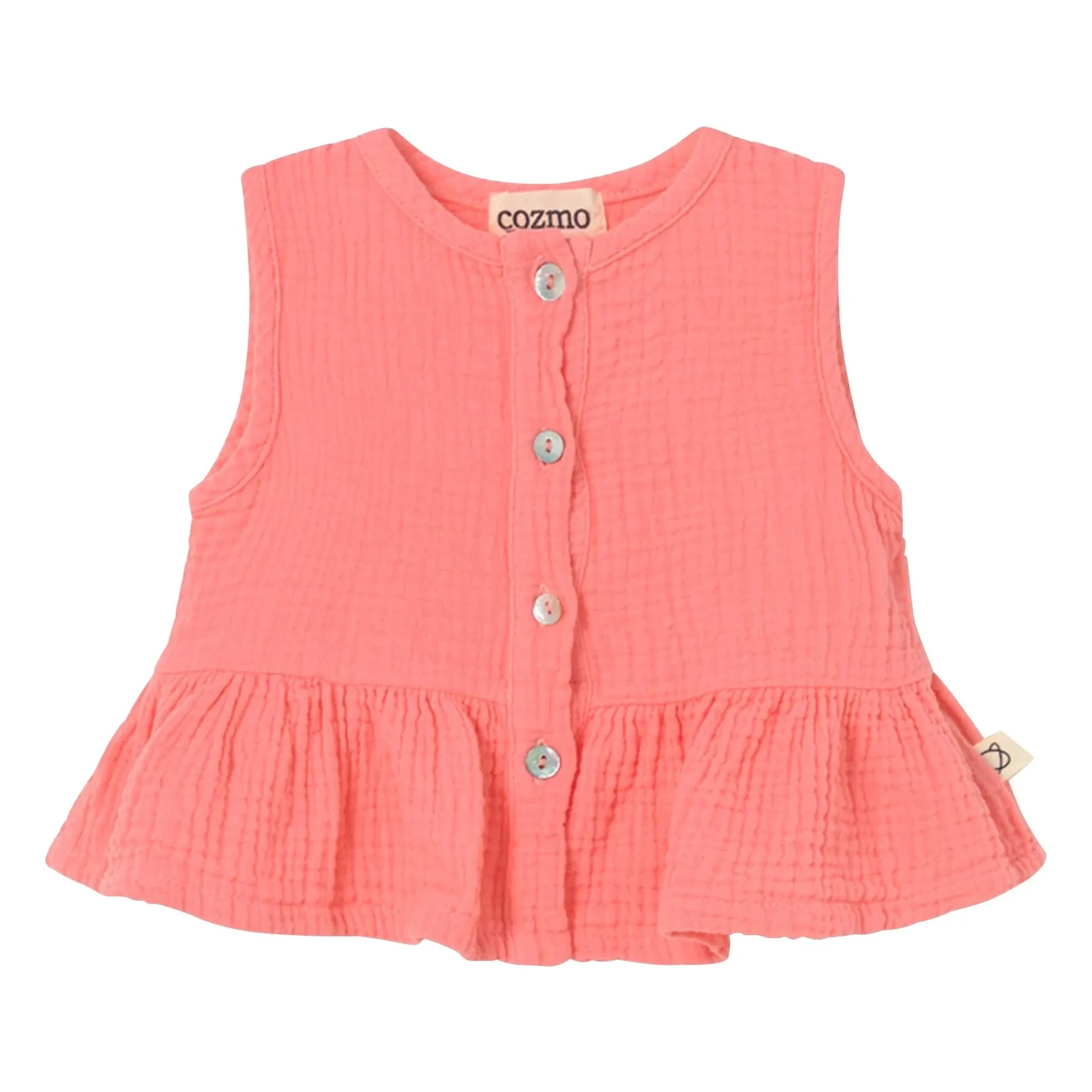 Cozmo - Posy Cotton Gauze Top | Powder Pink