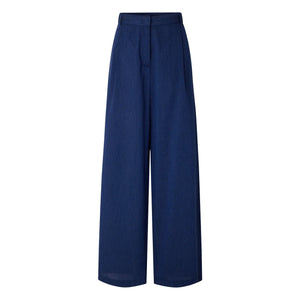 Sessùn - Provencia Cotton Striped Trousers | Navy Blue