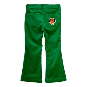 Mini Rodini - Doggie Flare Pants in Velvet Organic Cotton | Green