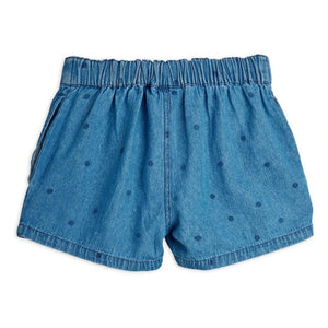 Mini Rodini - Organic Cotton Polka Dot Denim Shorts | Blue