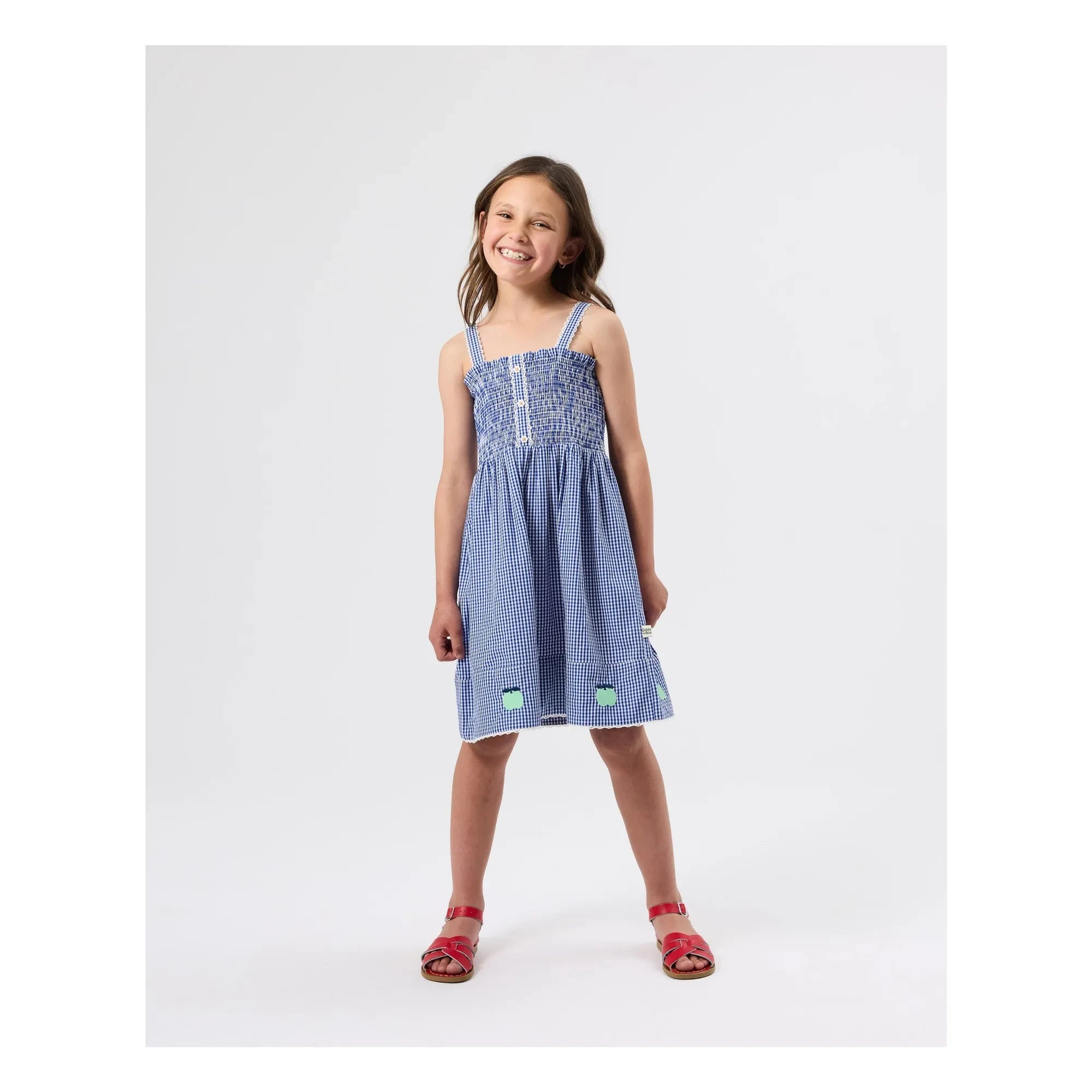 Goldie + Ace - Gingham Gathered Dress | Blue