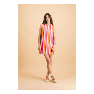 Elise Chalmin - Jane Cotton Striped Dress | Red