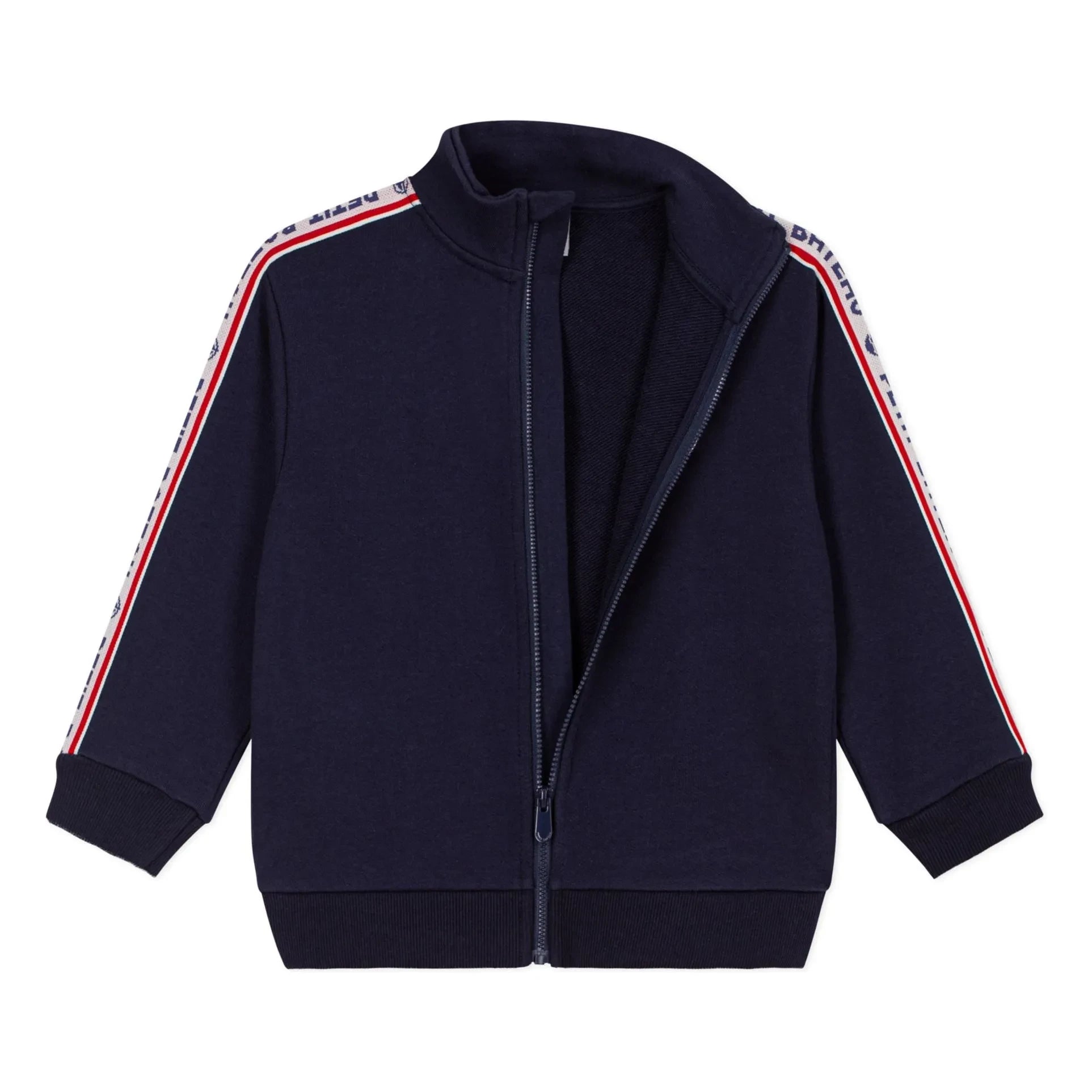 Petit Bateau - Contrast Striped Zip-up Sweatshirt | Night Blue