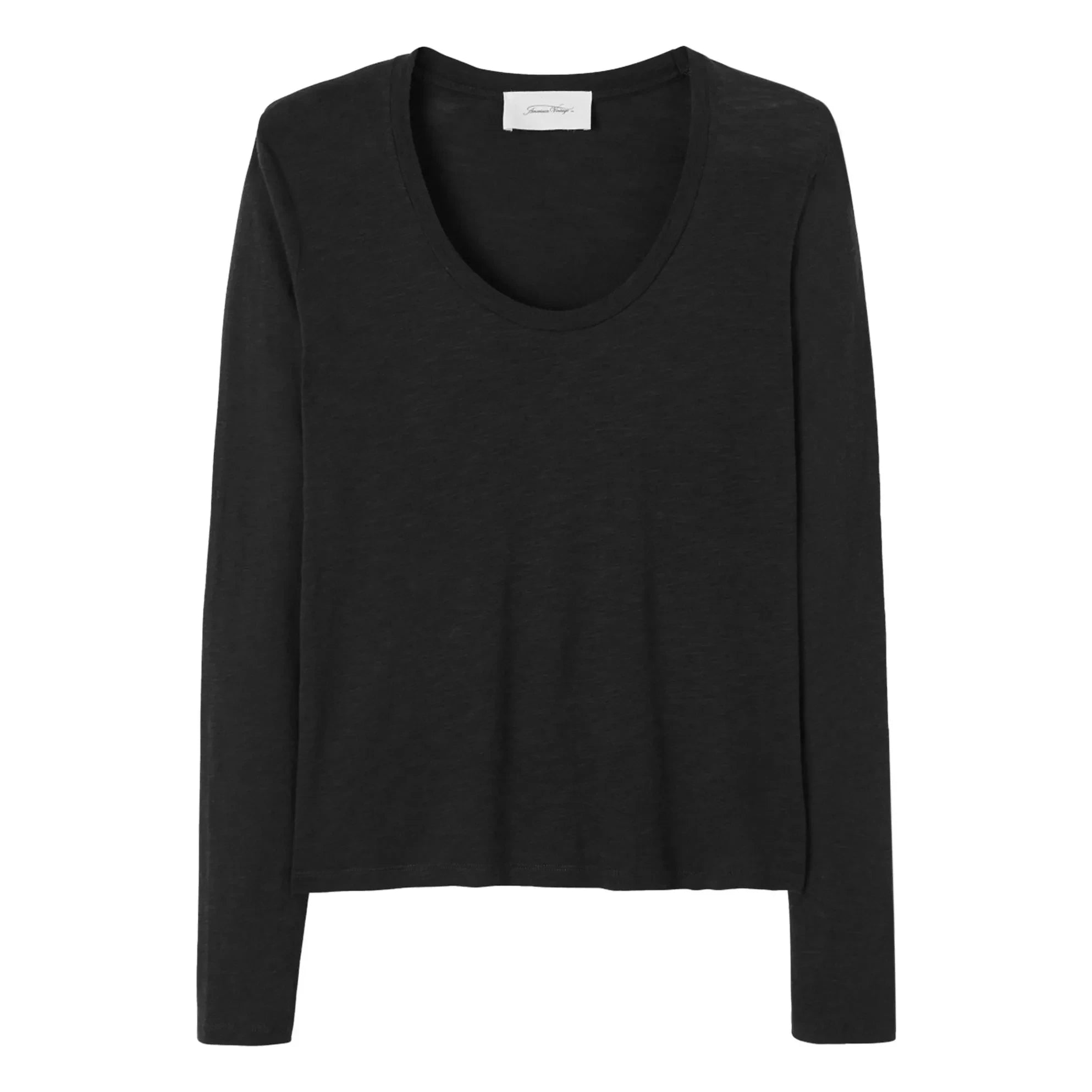 American Vintage - Jacksonville Long Sleeve U-Neck T-Shirt | Black