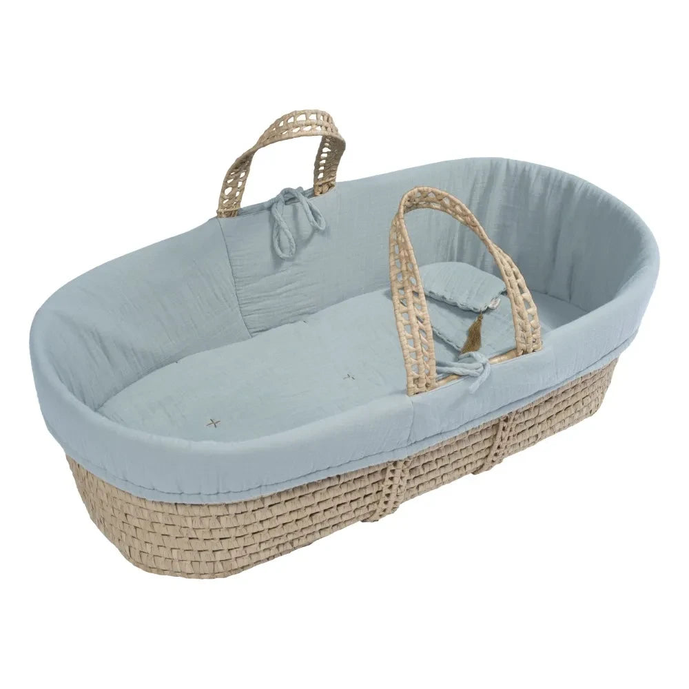 Numero 74 - Organic Cotton Bedding Set for Moses Basket | Sweet Blue S046