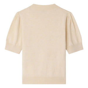 Bonpoint - Leola Sequined Cherry Wool Short Sleeve Sweater | Beige pink