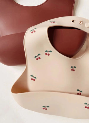 Konges Sløjd - Cherry Colored Silicone Bibs - Set of 2