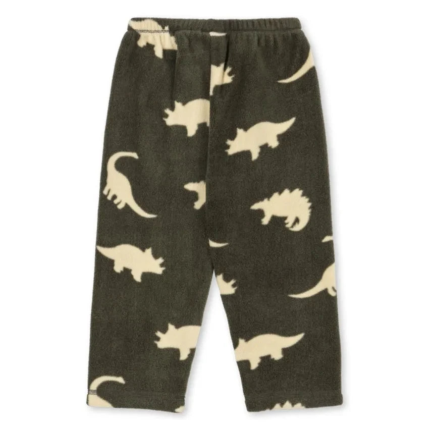 Konges Sløjd - Tavi Dinosaurs Recycled Fiber Fleece Pants | Khaki