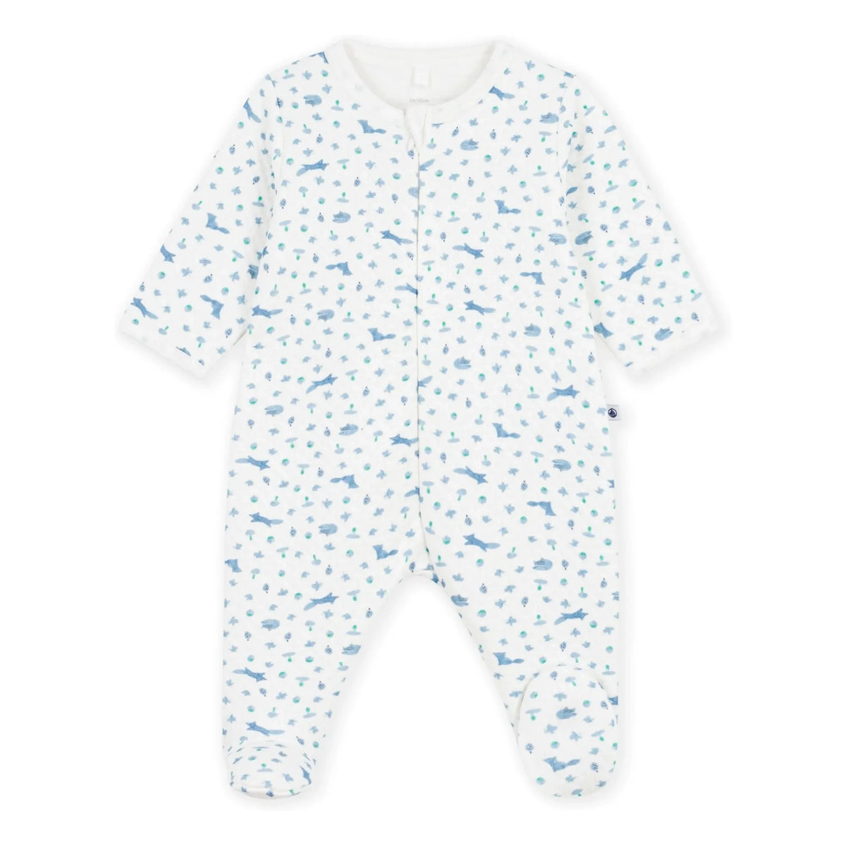 Petit Bateau - Tüylü Dors Bien Tilki Tulum Pijama Organik Pamuk | Beyaz