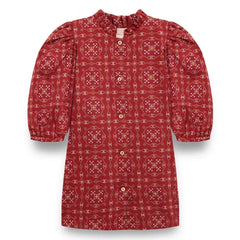 birinit - Ribera Organik Pamuklu 3/4 Kol Elbise | Bordo