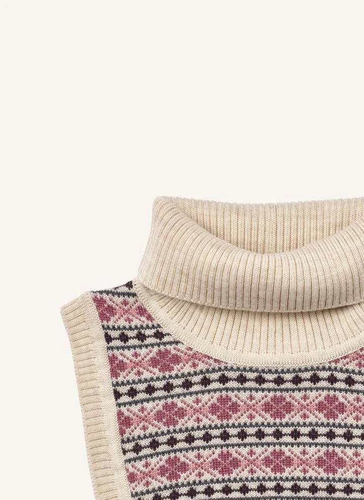 Wheat - Majo Removable Jacquard Collar, Merino Wool | Pink