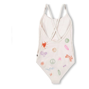 Molo - Nanna Minis Doodles Recycled Fiber Swimsuit | Ecru