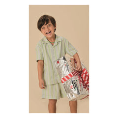 Fabula - Striped Bermuda Shorts | Light Green