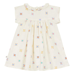 Arsène et Les Pipelettes - Floral Pattern Linen Voile Dress | Off-White