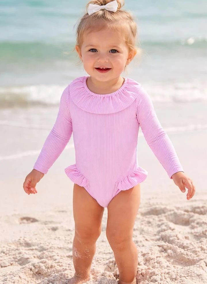 Lison Paris - Striped Marshmallow One-Piece Swimsuit | Pink