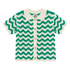Bonton - Ninon Crochet Collar Shirt | Emerald Green