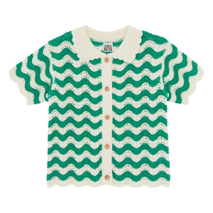 Bonton - Ninon Crochet Collar Shirt | Emerald Green