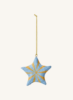 Broste Copenhagen - Paper Mache Christmas Star Ornament | Light Blue