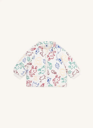 Petit Bateau - Ecru Baby Animal Print Down Jacket
