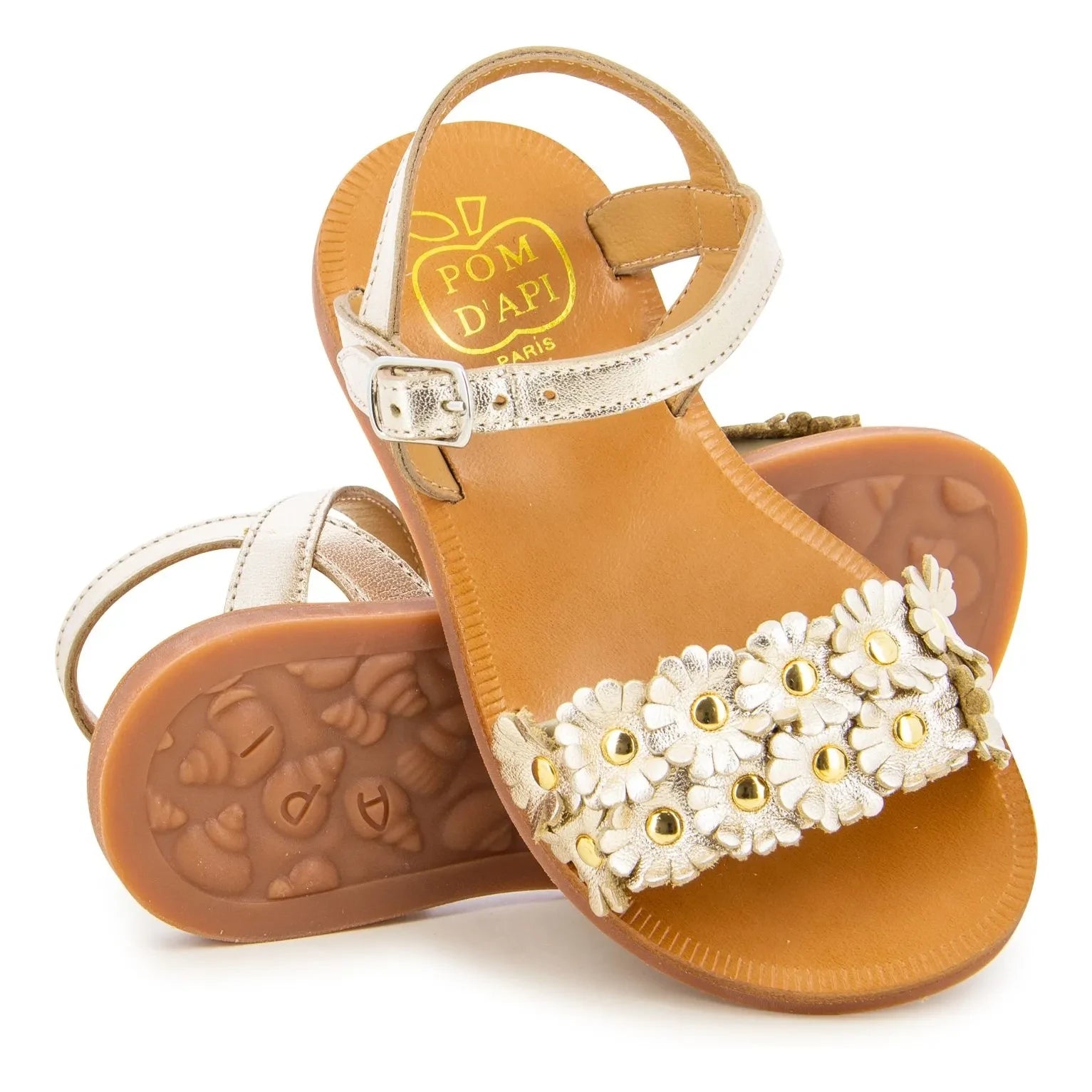 Pom d'Api - Plagette Multi-Color Sandals | Gold