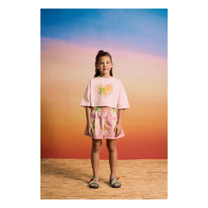 Maison Mangostan - Birds Crop T-shirt | Light Pink