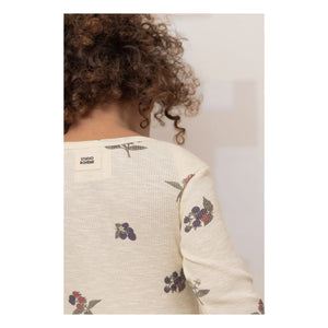 Studio Bohème - Woody Mulberries Organic Cotton Fleece Bodysuit | Ecru