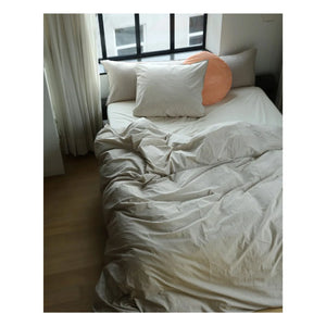 Suite 702 - Organic Percale Striped Duvet Cover | Brown-Ivory | Brown