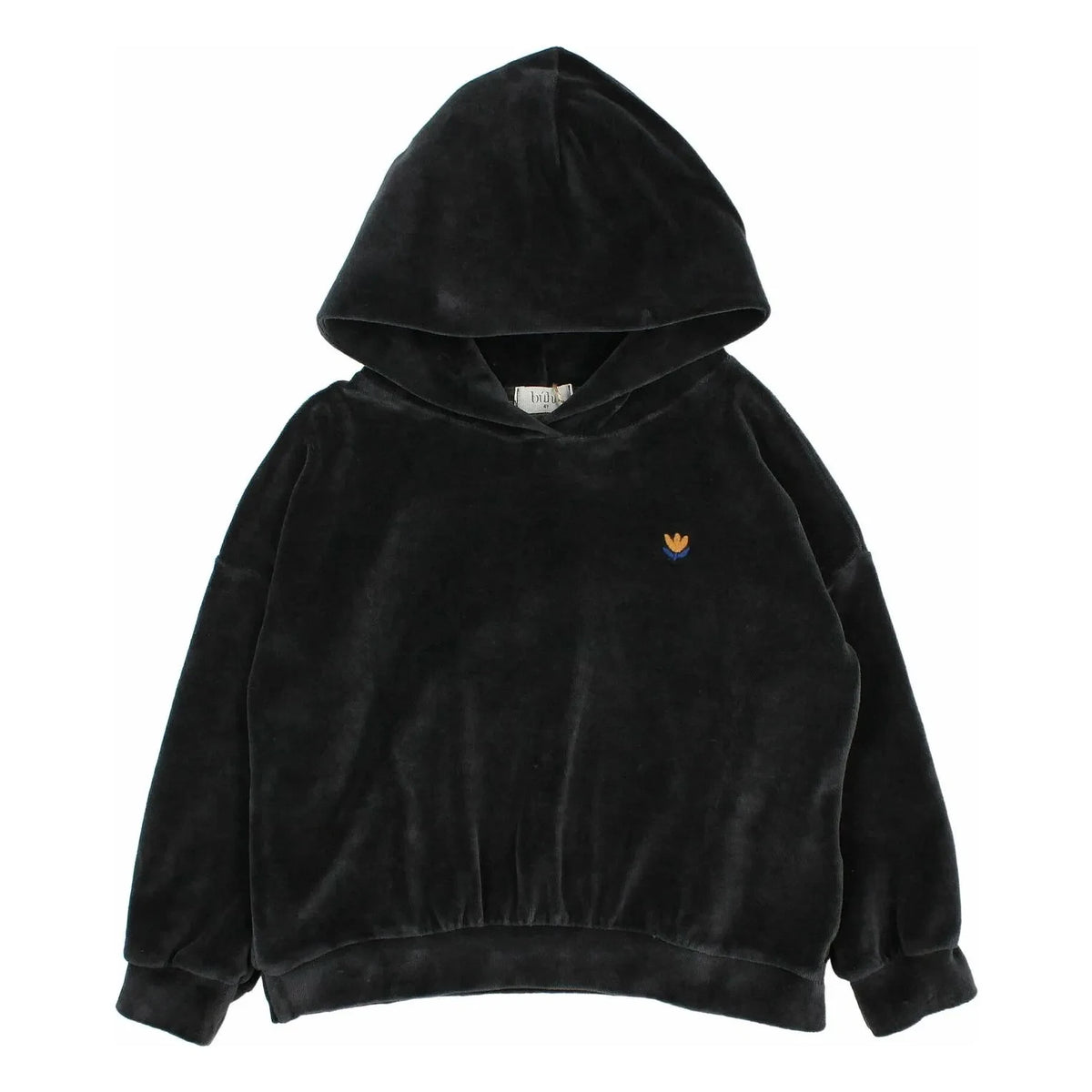 Búho - Kadife organik pamuklu kapüşonlu sweatshirt | Kömür grisi