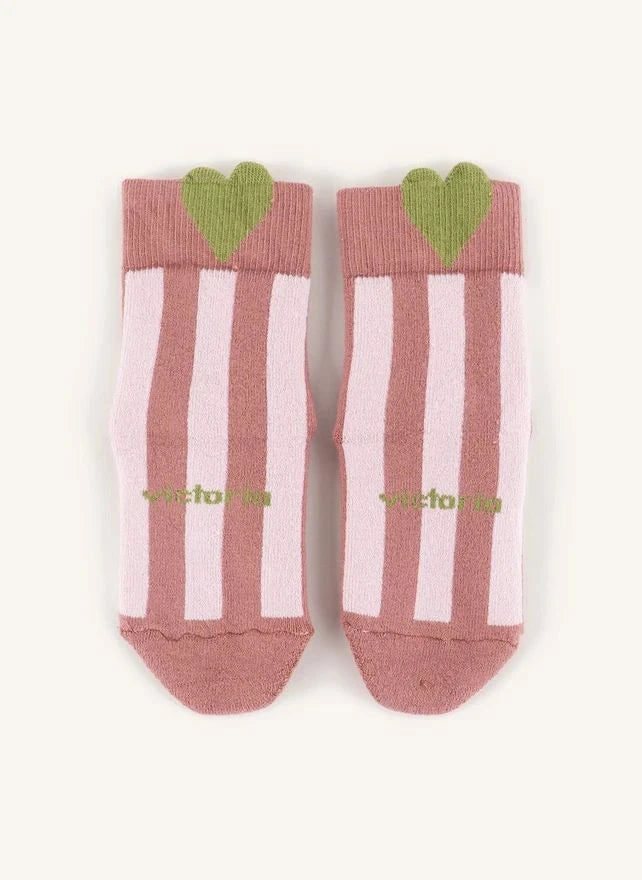 Victoria - Heart-Patterned Non-slip Socks | Pink