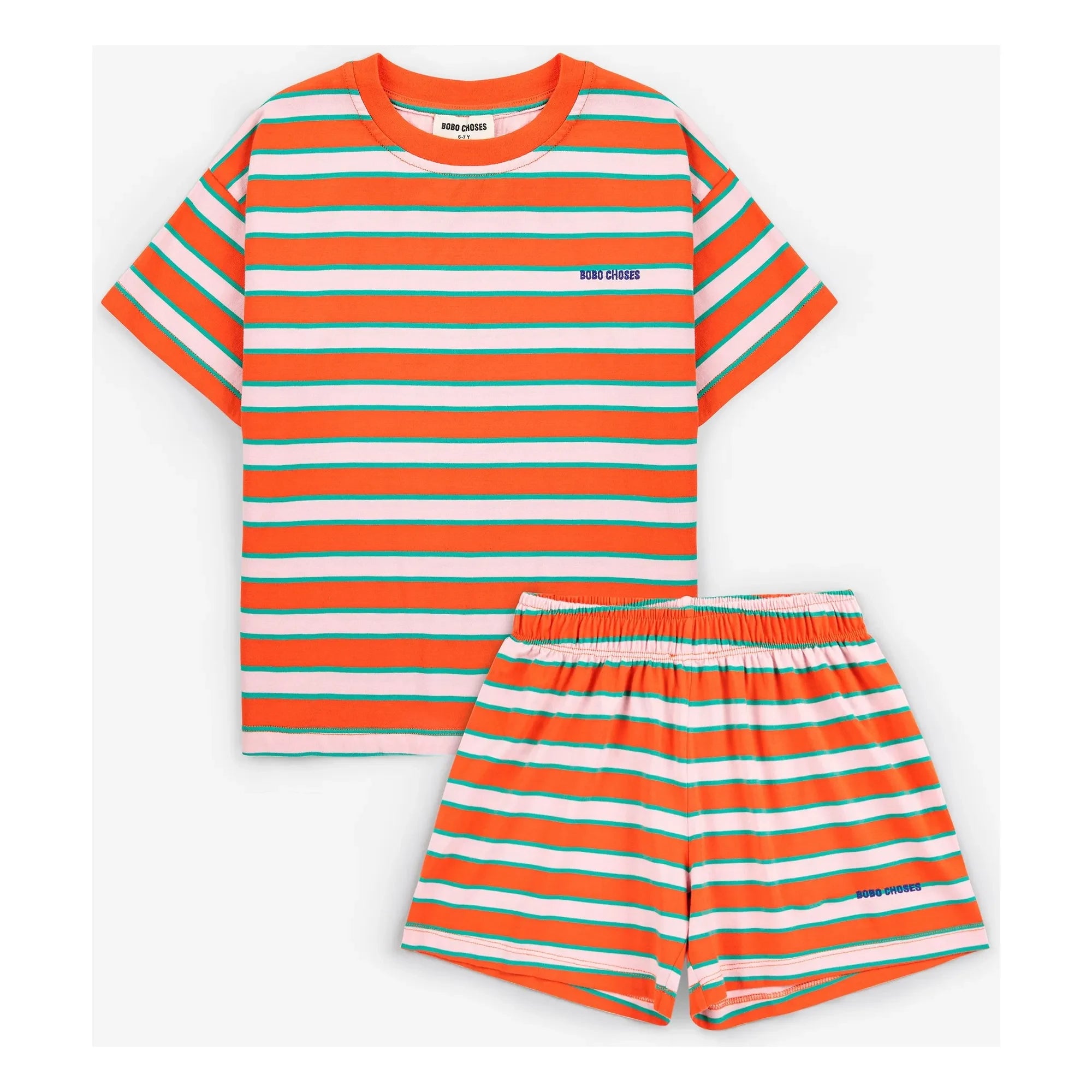 Bobo Choses - Organic Cotton Striped T-Shirt and Shorts Set | Red