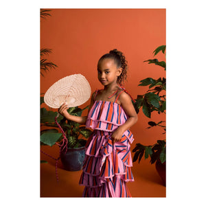 Maison Mangostan - Striped Ruffle Crop Top | Pink
