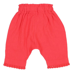 Búho - Organic Cotton Lace Baby Pants | Red