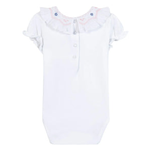 Tartine et Chocolat - Floral Embroidered Collar Body | White