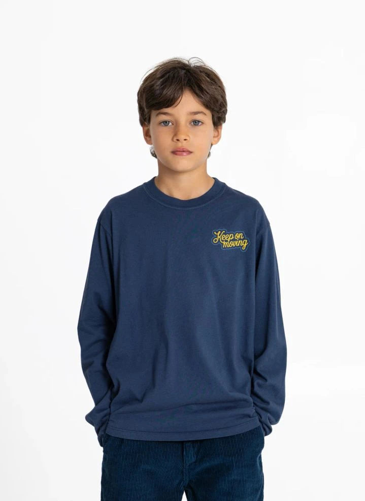 Smallable Kid - Bam "Keep On Moving" Organic Cotton T-Shirt | Gray Blue