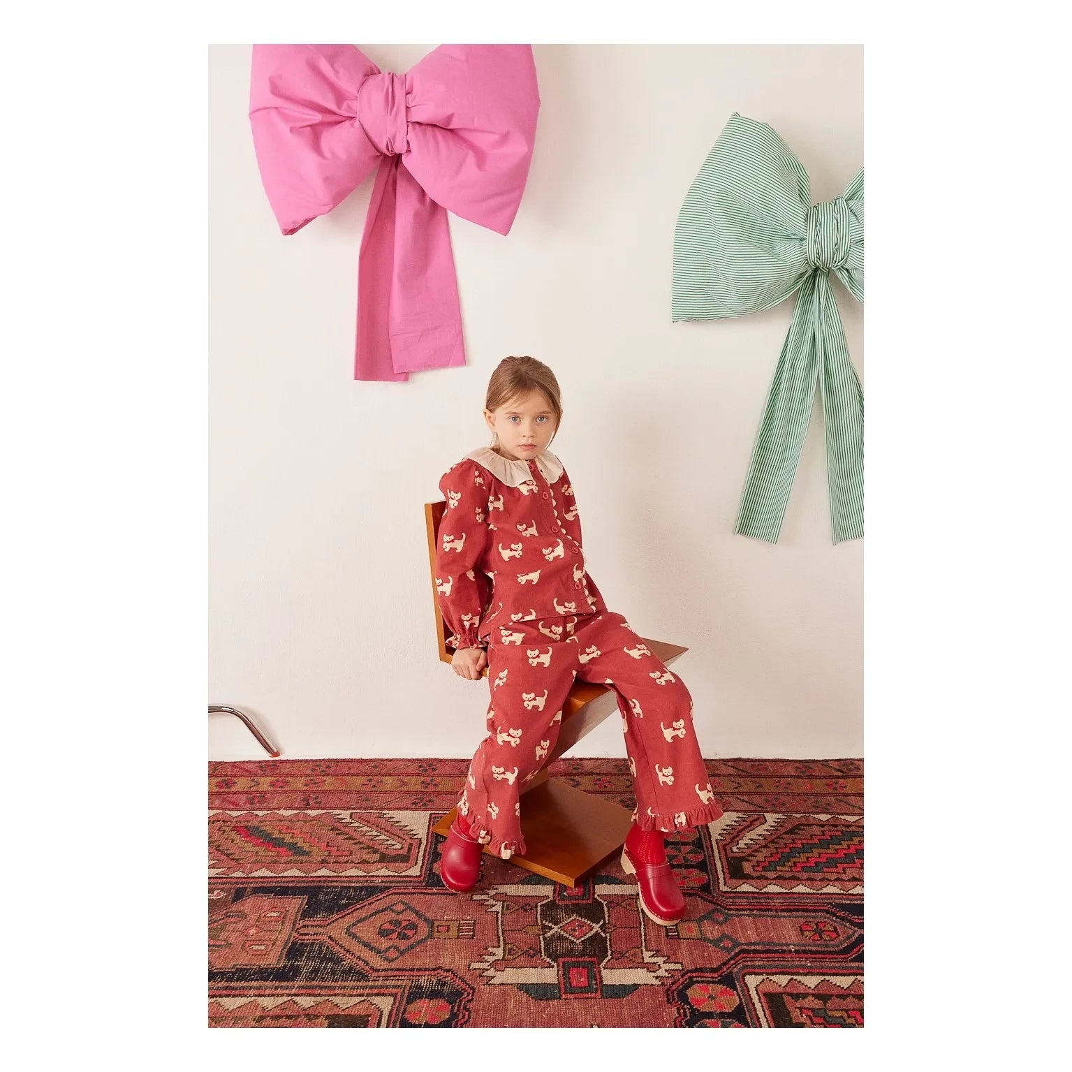 Hello Simone - Myrtille Cats Ribbed Velvet Blouse | Brick Red