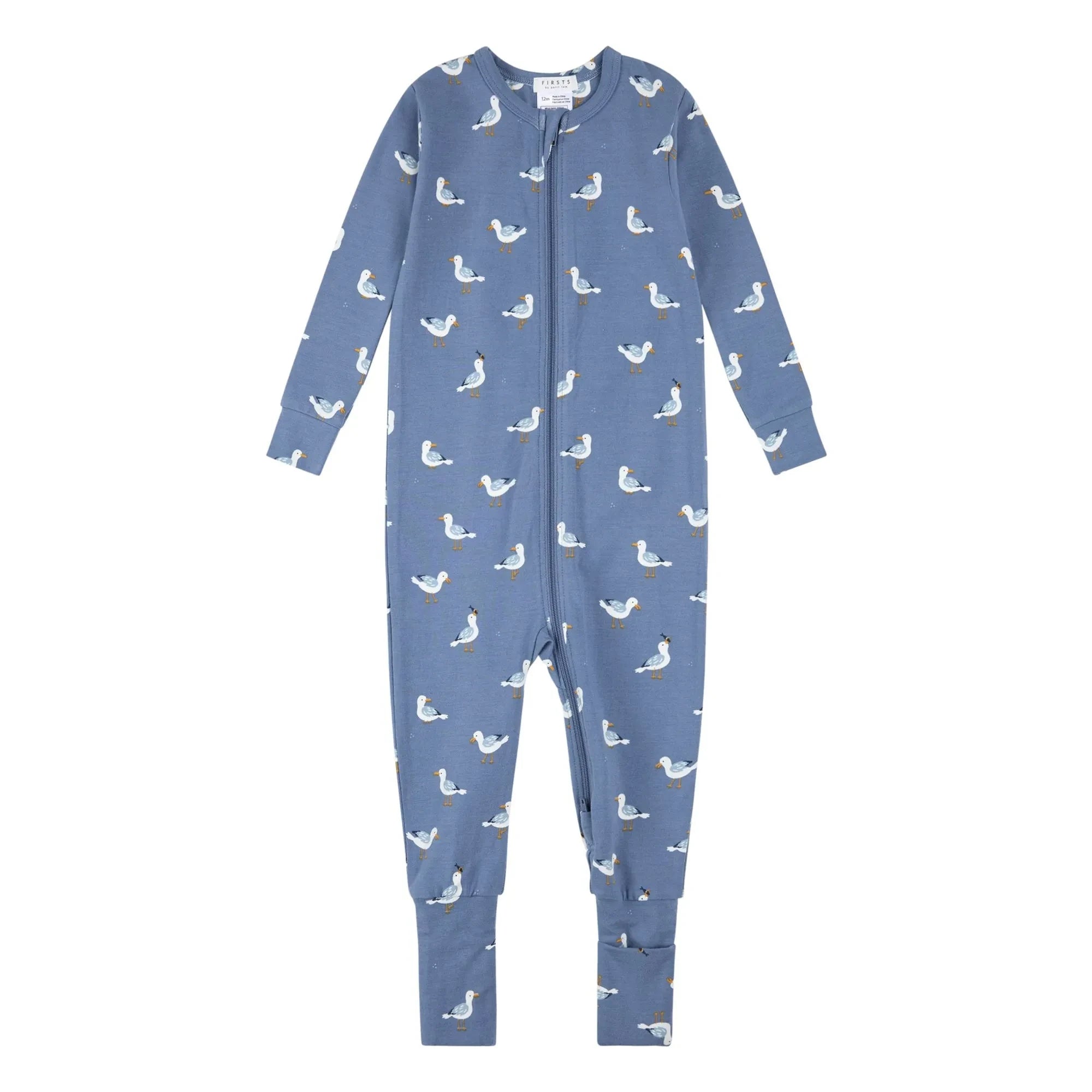Petit Lem - Convertible Pajama Seagulls Organic Cotton and Modal | Blue
