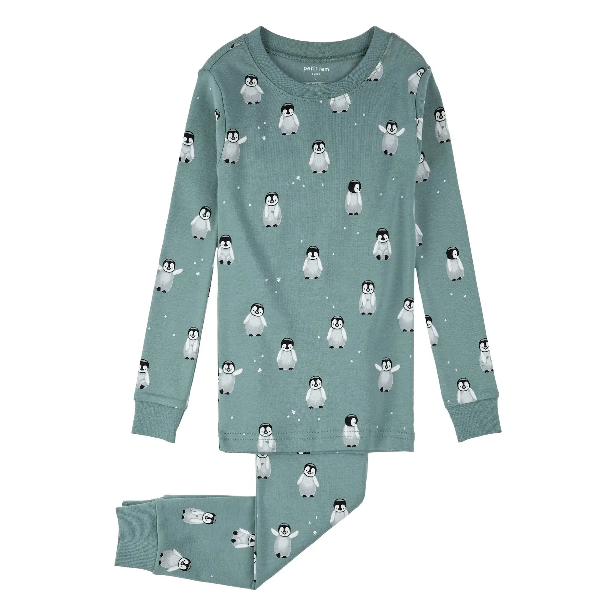 Petit Lem - Organic Cotton Penguin Pajamas | Green