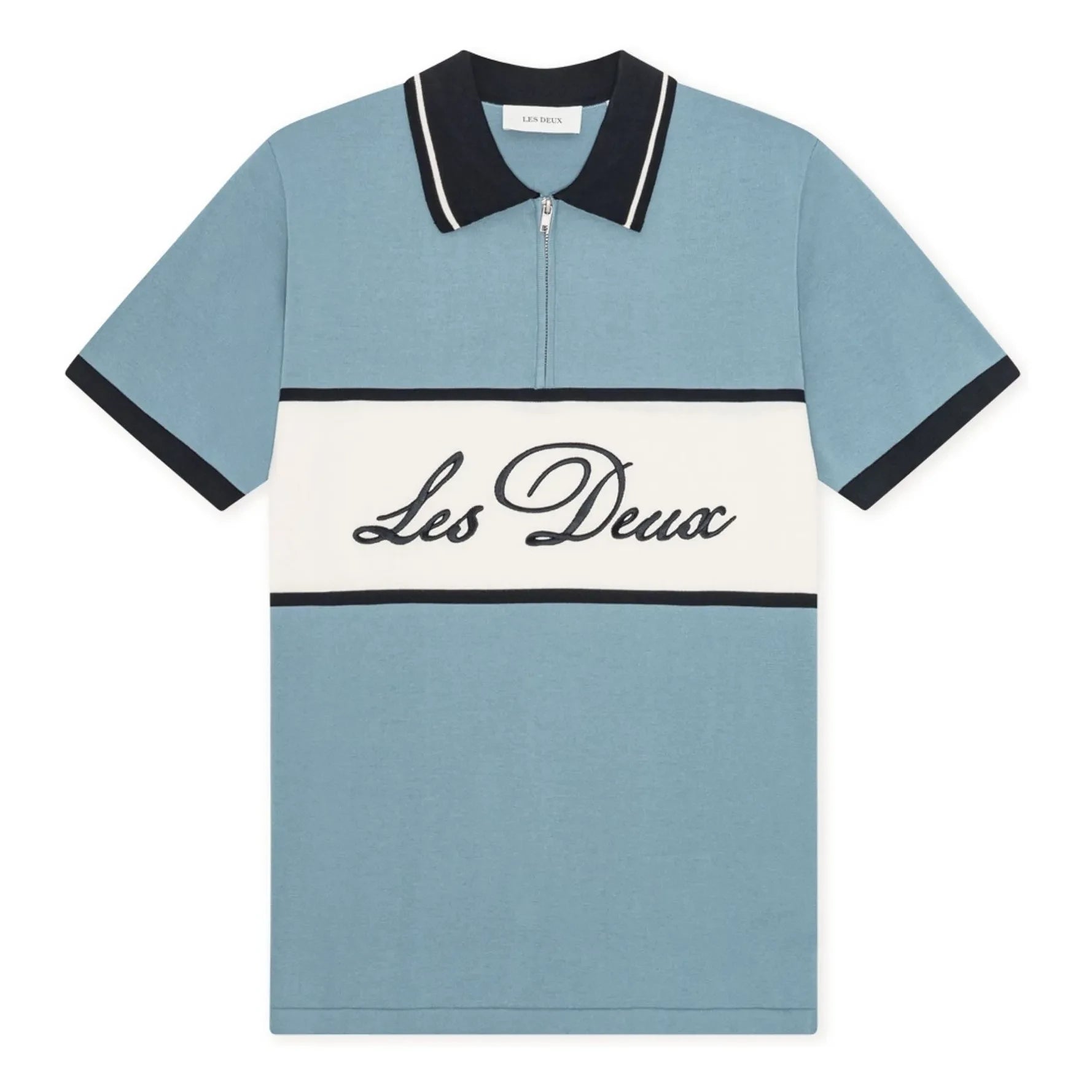 Les Deux - Zip-up Polo | Light blue