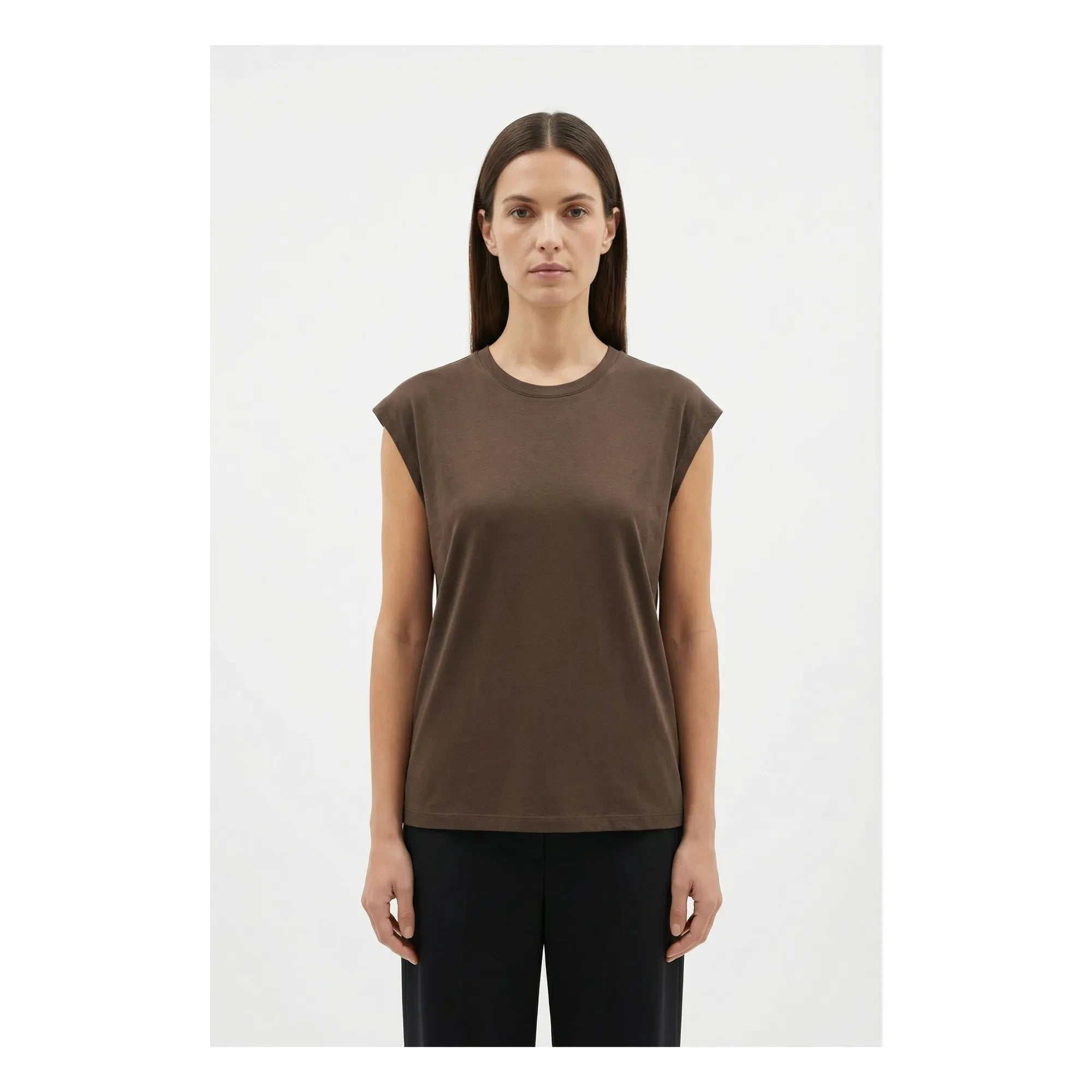 Pomandère - Cotton and Linen Jersey T-Shirt | Dark Brown
