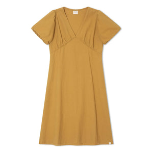 Matona - Mi-Long Organic Cotton Dress | Mustard