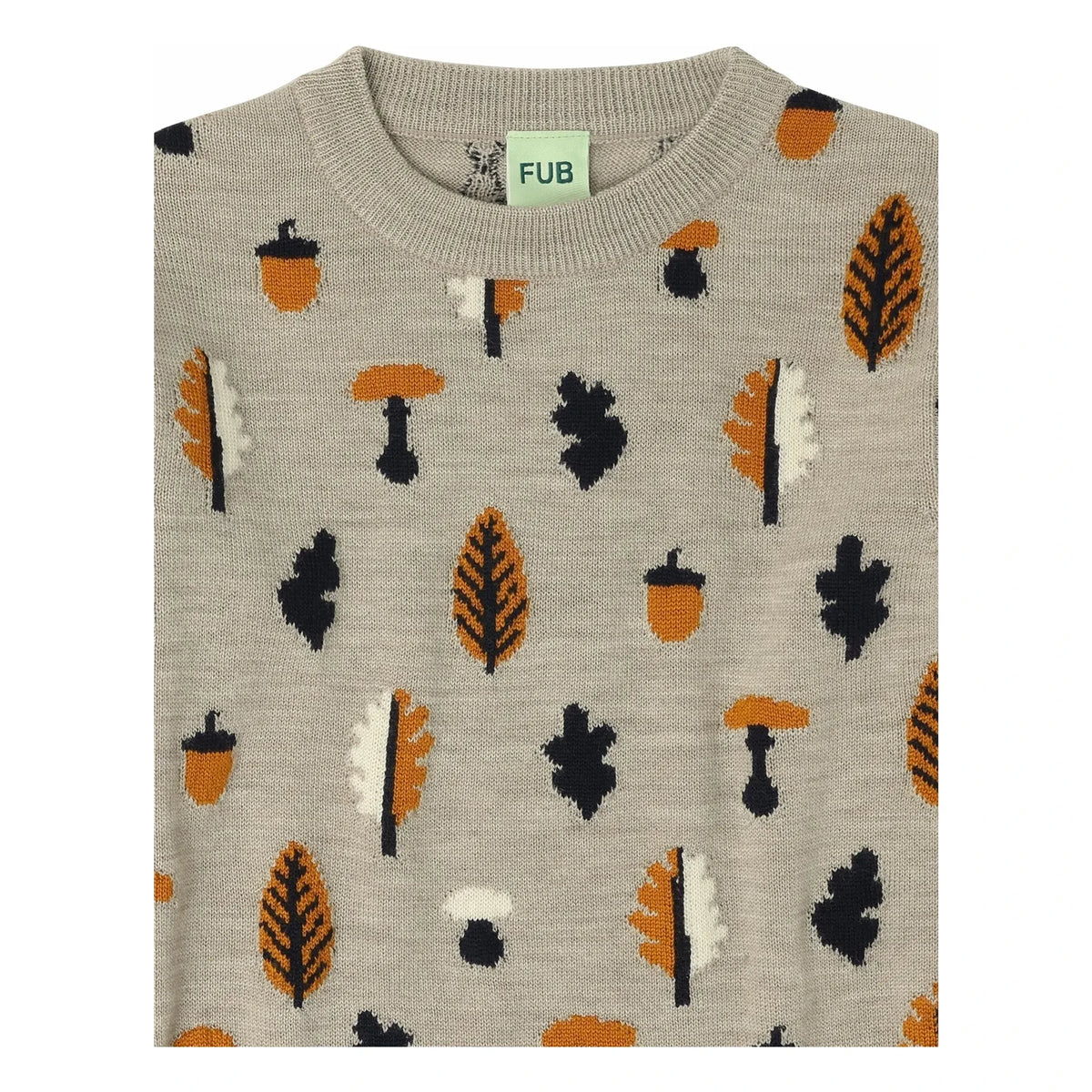 FUB - Jacquard Merino Wool Sweater | Heather beige