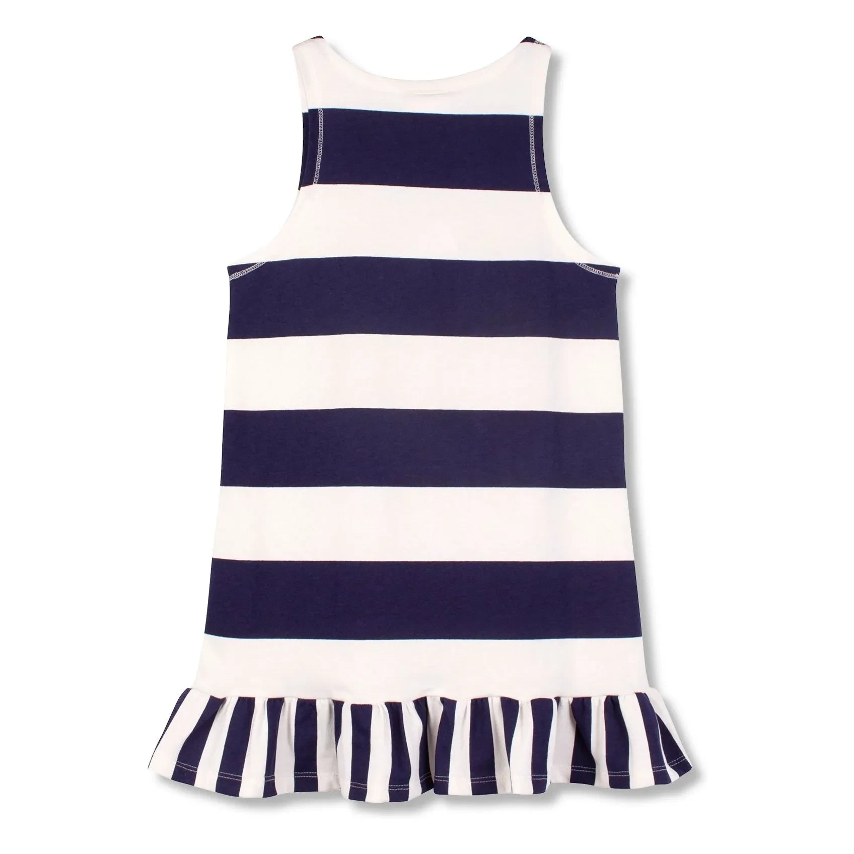 Wynken - Striped Organic Cotton Ruffled Dress | Navy