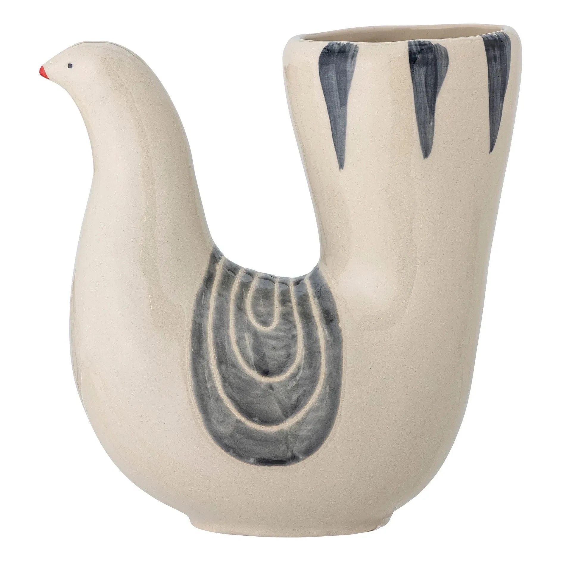 Bloomingville - Trudy Stone Ceramic Bird Vase | White