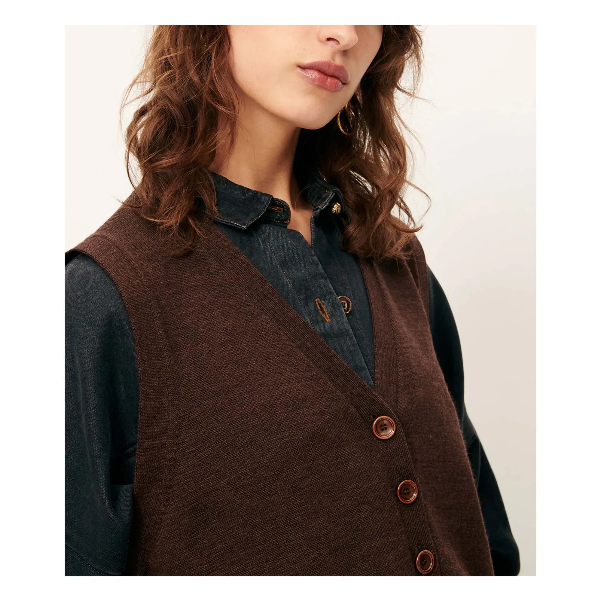 Sessùn - Giancarlo Sleeveless Merino Wool Vest | Brown