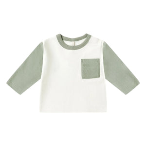 Quincy Mae - Organic Cotton Raglan Pocket T-Shirt | Celadon