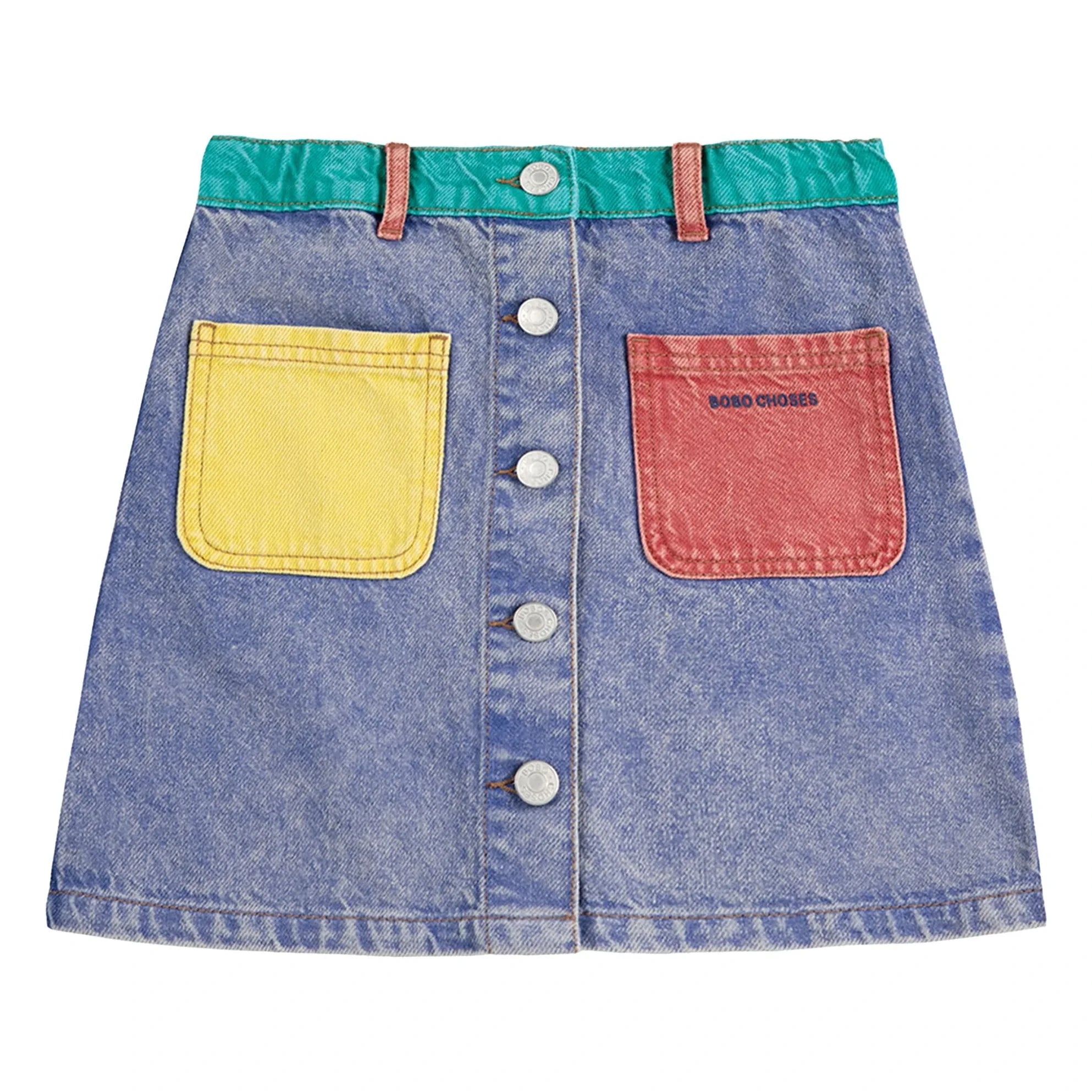 Bobo Choses - Color Block Organic Cotton Skirt | Blue