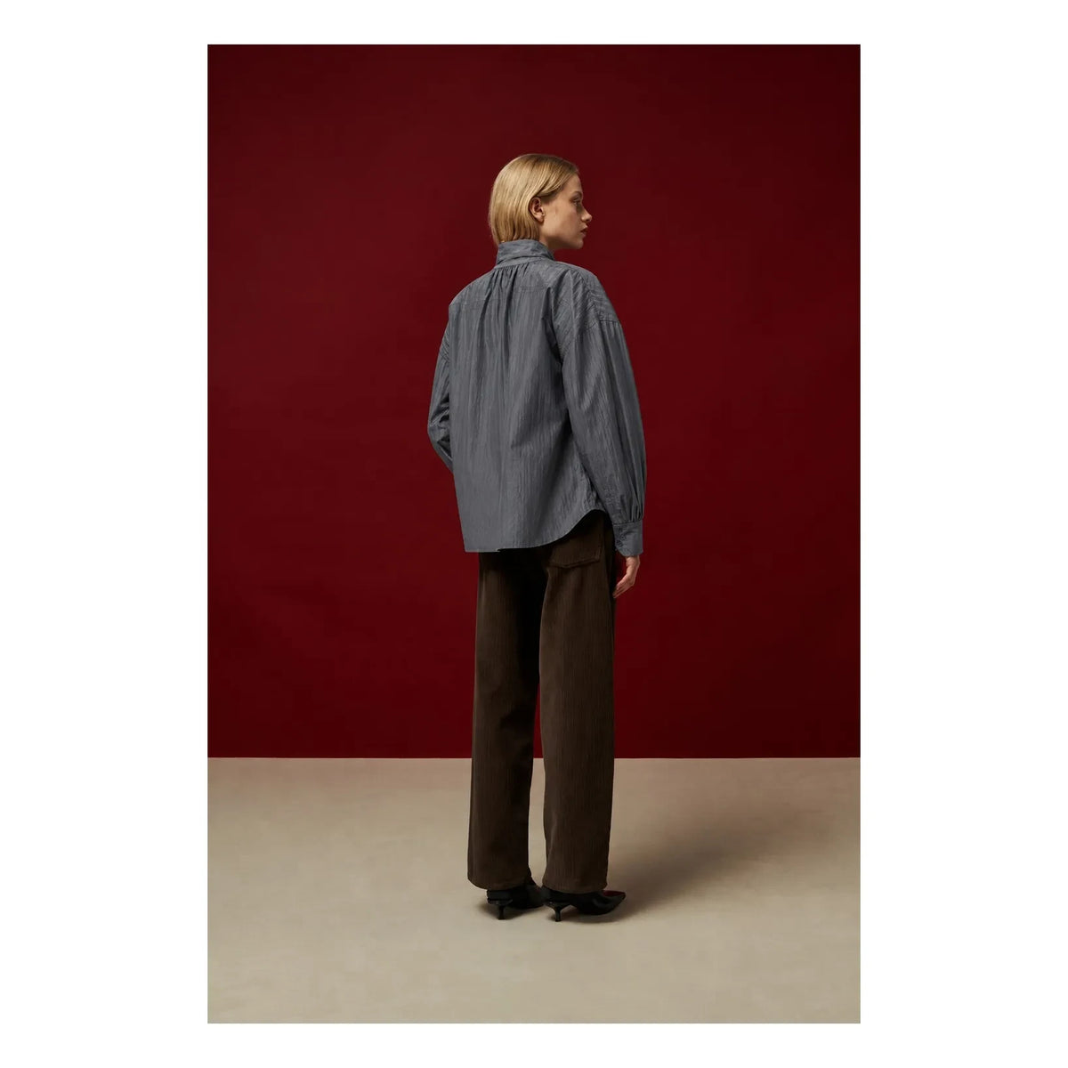 BELLEPIECE - Tom Cotton Poplin Blouse | Steel